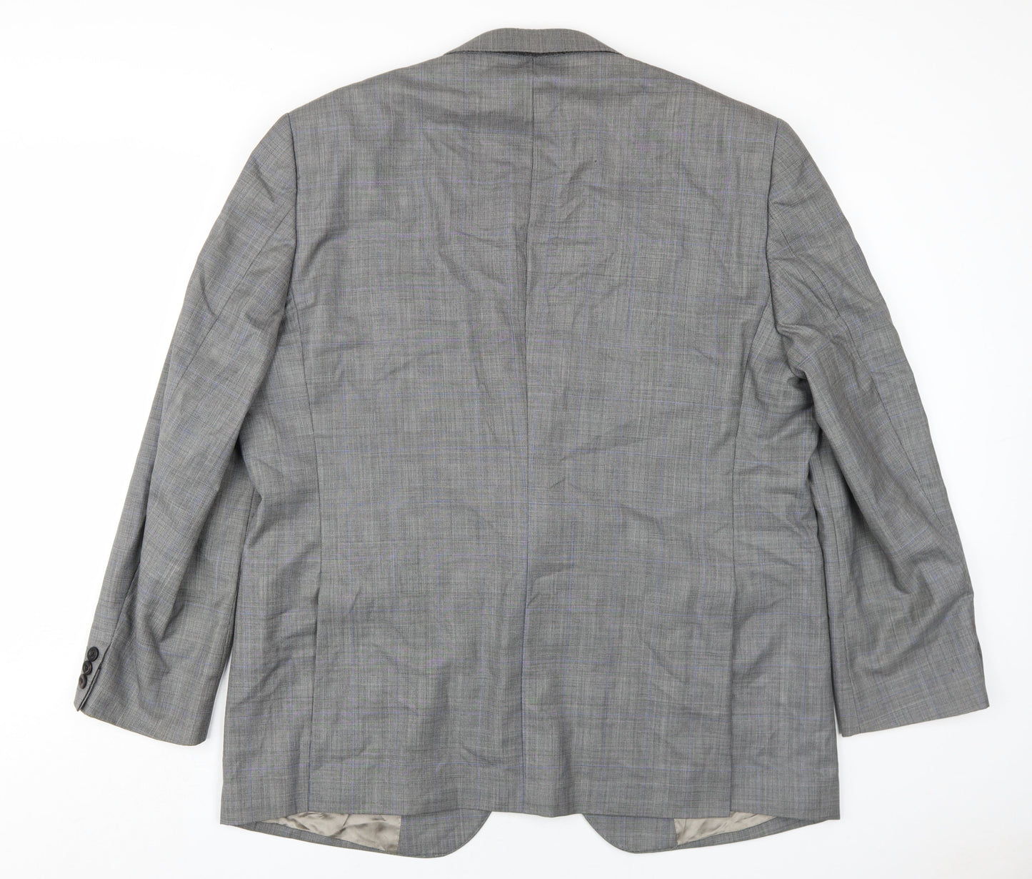 Revenge Mens Grey Plaid Wool Jacket Blazer Size 48 Regular