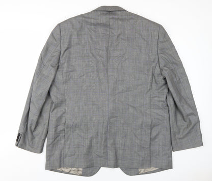 Revenge Mens Grey Plaid Wool Jacket Blazer Size 48 Regular