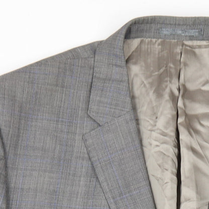Revenge Mens Grey Plaid Wool Jacket Blazer Size 48 Regular