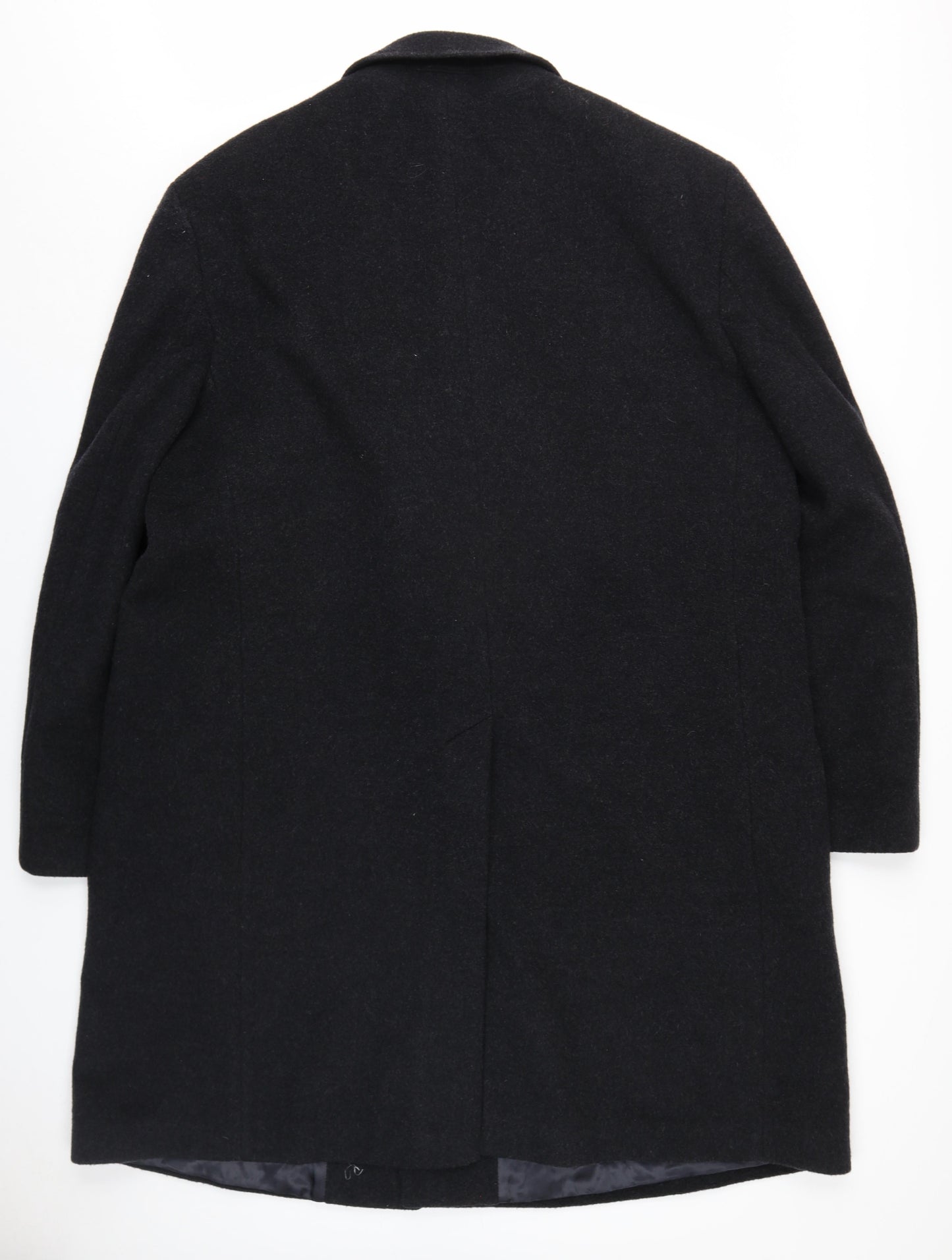 Hodges Mens Black Overcoat Coat Size L Button