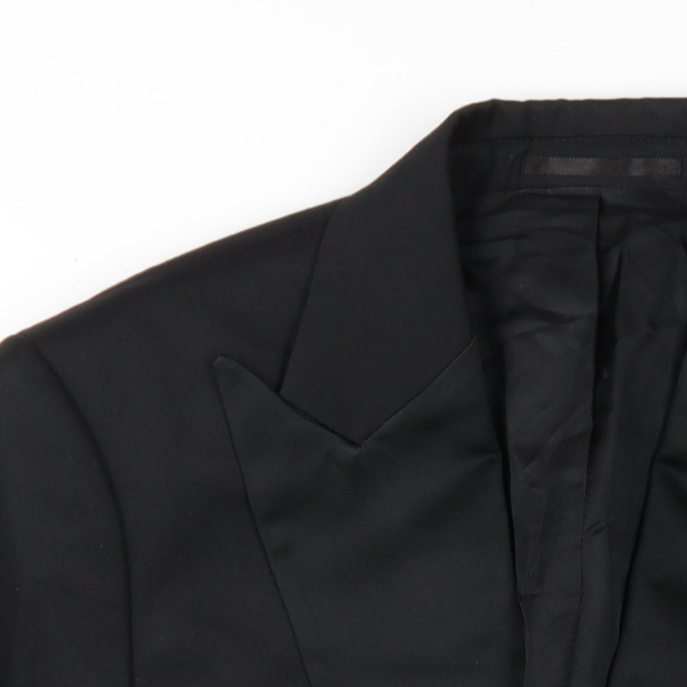 Henderson Mens Black Polyester Jacket Blazer Size 38 Regular