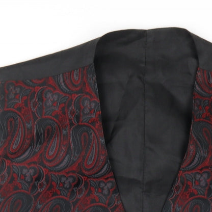 Preloved Youngs Mens Black Geometric Polyester Jacket Suit Waistcoat Size M Regular - Detail