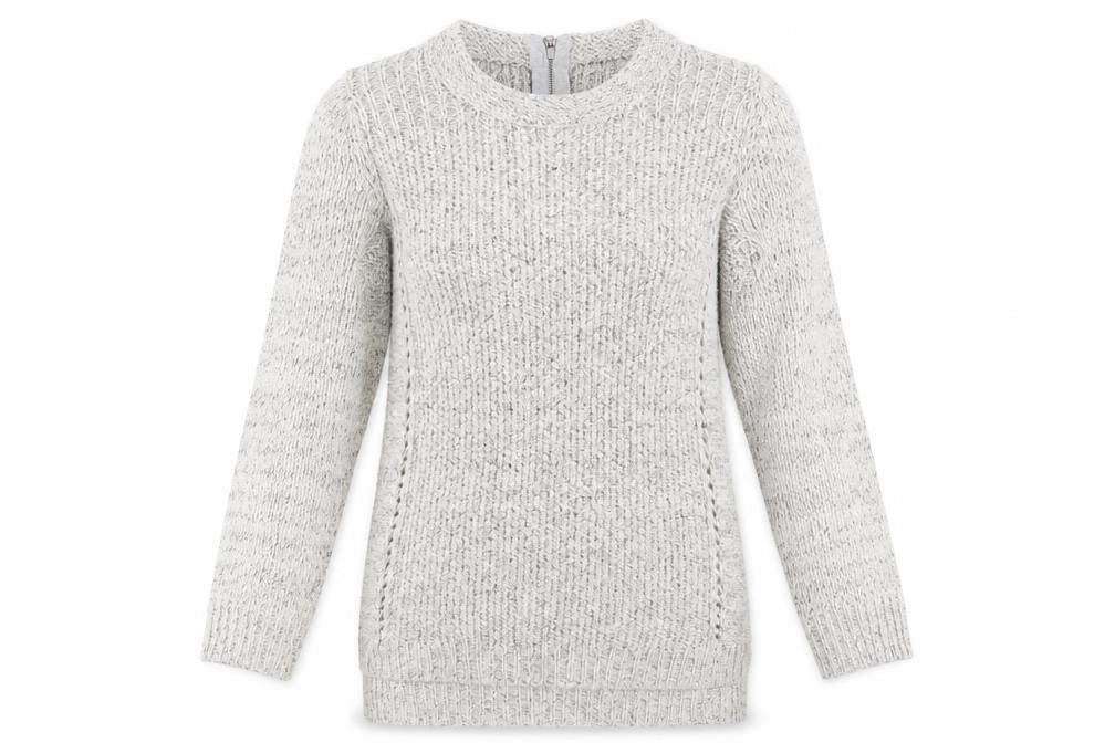 Indigo Womens Grey Round Neck Acrylic Pullover Jumper Size 8