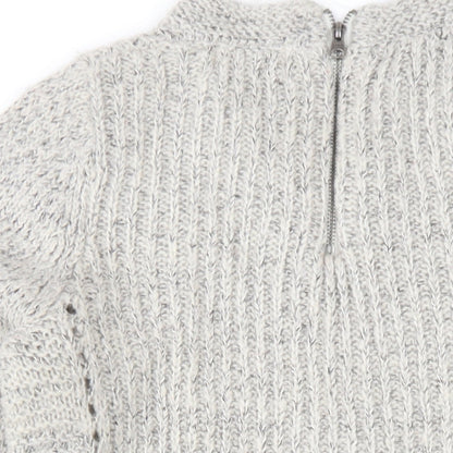 Indigo Womens Grey Round Neck Acrylic Pullover Jumper Size 8