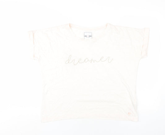 Iris & Edie Womens Pink Cotton Basic T-Shirt Size 8 Round Neck