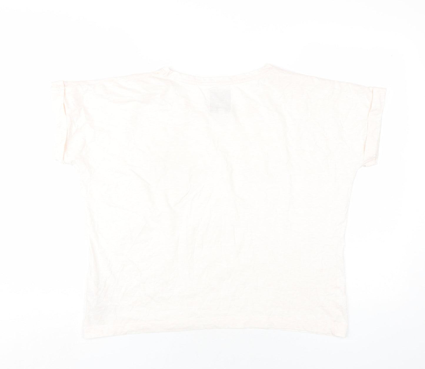 Iris & Edie Womens Pink Cotton Basic T-Shirt Size 8 Round Neck