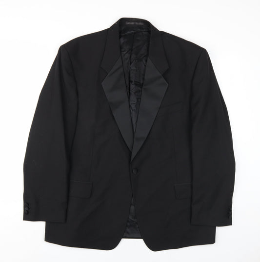 Horne Brothers Mens Black Wool Jacket Blazer Size 44 Regular