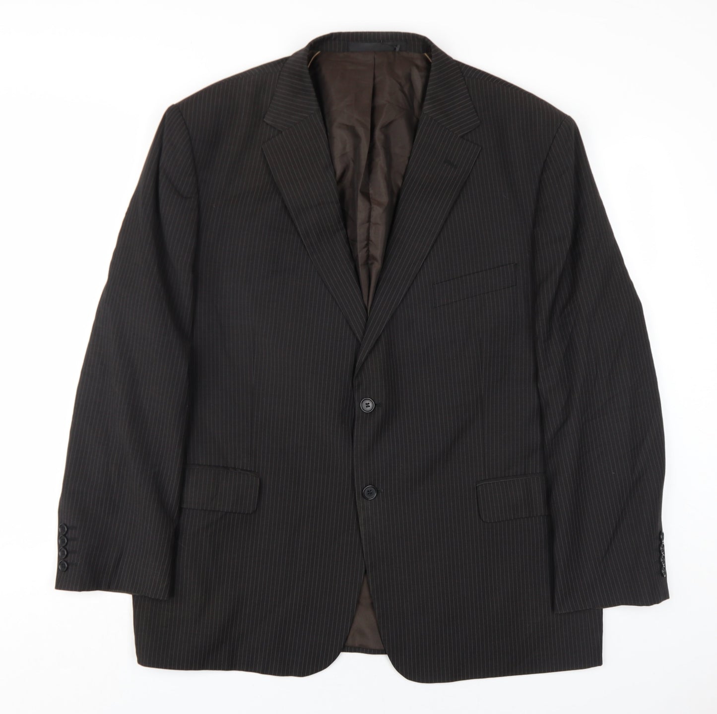 Marks and Spencer Mens Brown Striped Wool Jacket Blazer Size 46 Regular