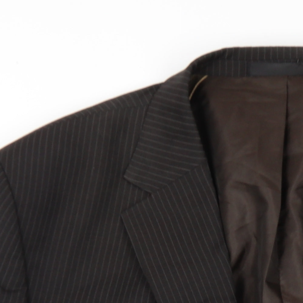 Marks and Spencer Mens Brown Striped Wool Jacket Blazer Size 46 Regular