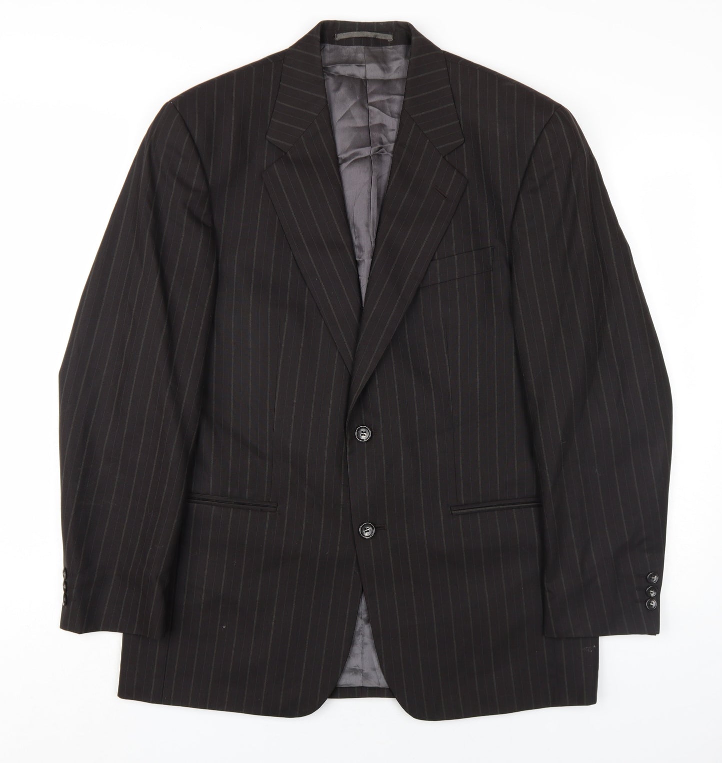 Beaumont Carr Mens Black Striped Wool Jacket Blazer Size 38 Regular