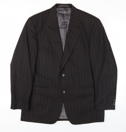 Beaumont Carr Mens Black Striped Wool Jacket Blazer Size 38 Regular