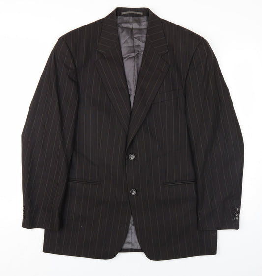 Beaumont Carr Mens Black Striped Wool Jacket Blazer Size 38 Regular