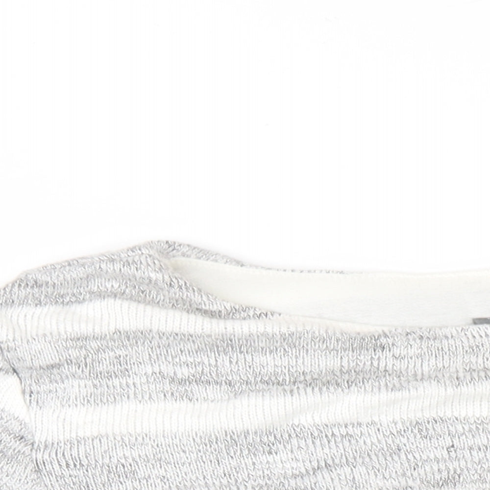 Phase Eight Womens Grey Striped Viscose Basic T-Shirt Size 12 Round Neck