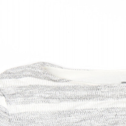 Phase Eight Womens Grey Striped Viscose Basic T-Shirt Size 12 Round Neck
