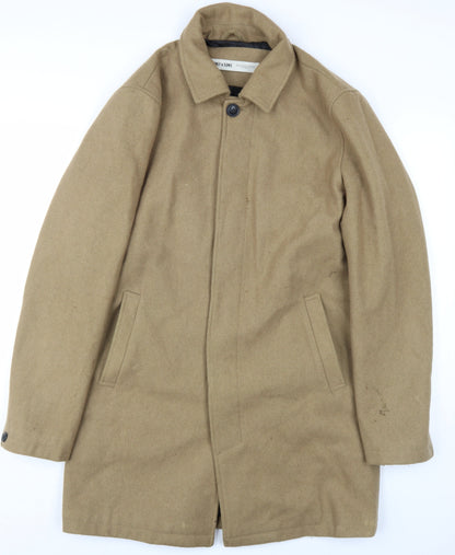 Additional front view of Only & Sons men’s beige overcoat coat, size L, button