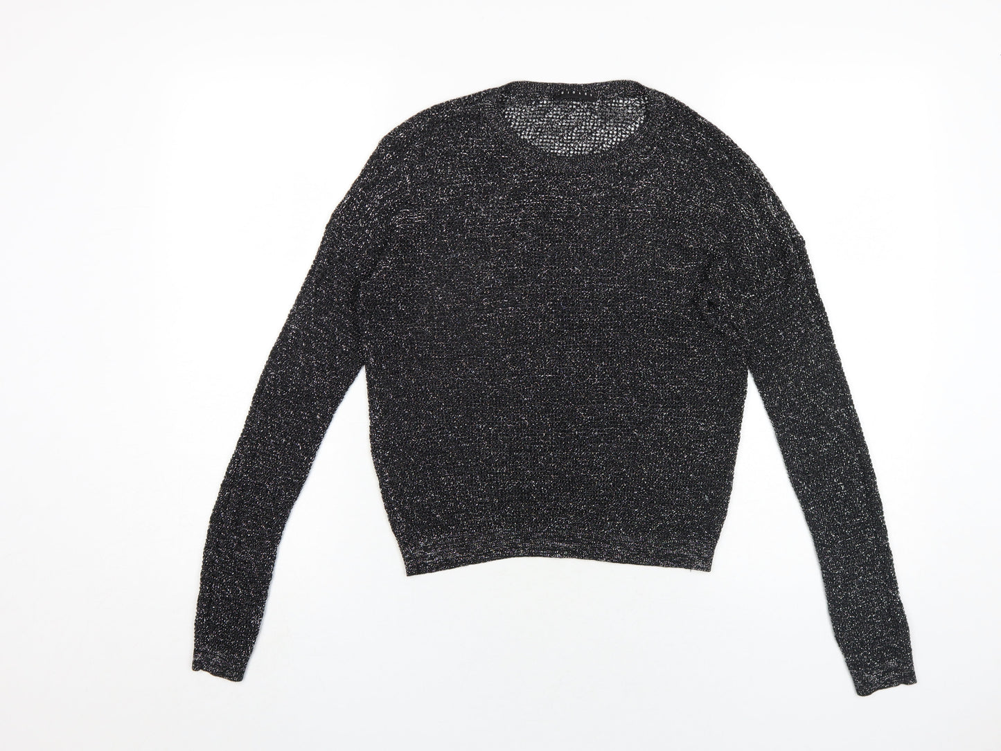Sisley Womens Black Round Neck Polyester Pullover Jumper Size S