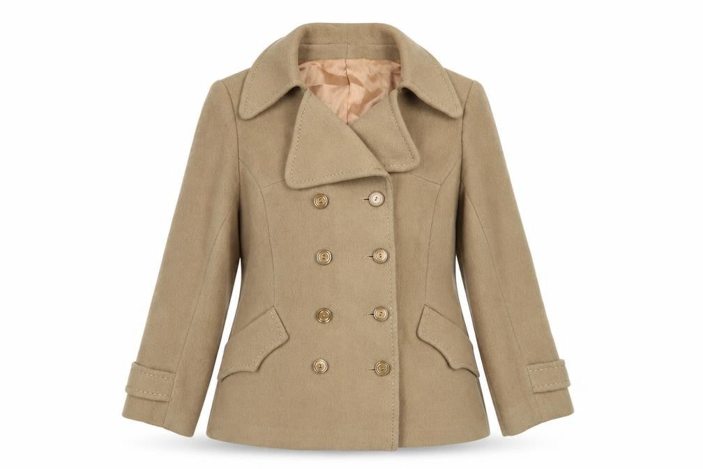 Weldrest Womens Beige Pea Coat Coat Size M Button