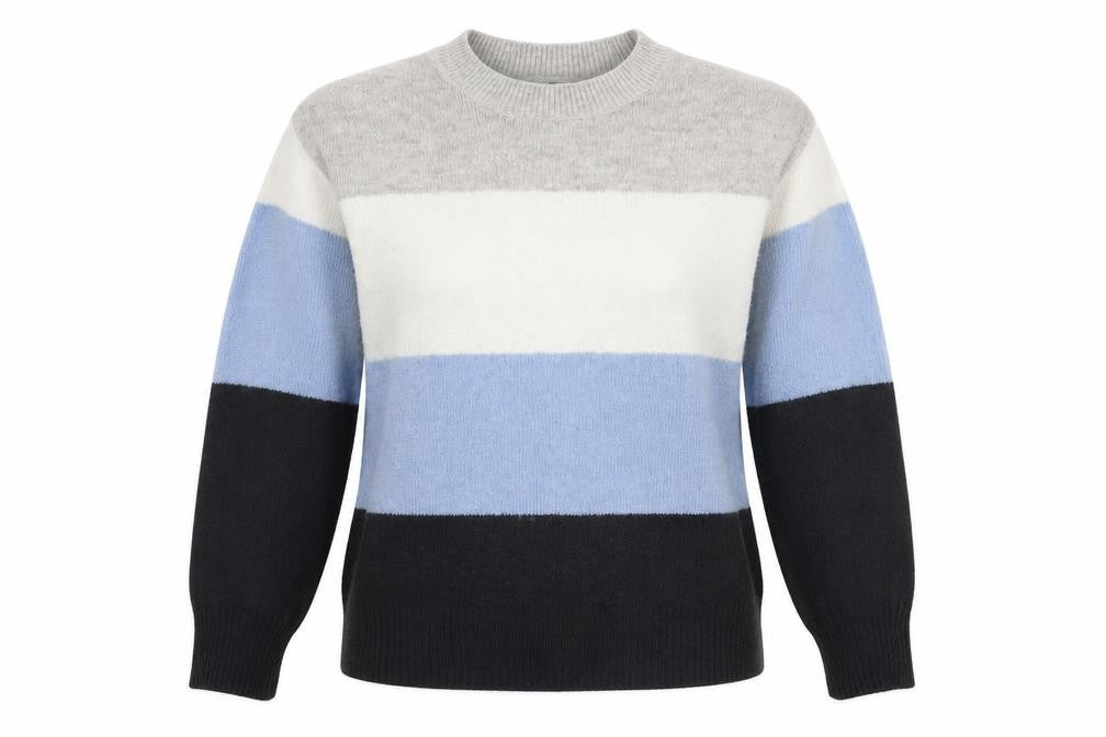 H&M Womens Multicoloured Round Neck Striped Polyester Pullover Jumper Size XS