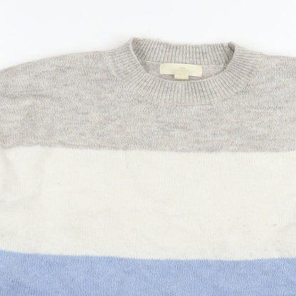 H&M Womens Multicoloured Round Neck Striped Polyester Pullover Jumper Size XS