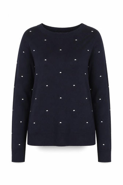 Next Womens Black Round Neck Polka Dot Polyester Pullover Jumper Size 8