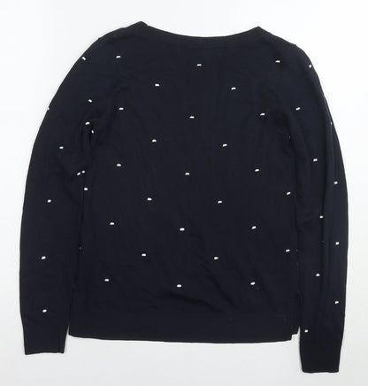 Next Womens Black Round Neck Polka Dot Polyester Pullover Jumper Size 8