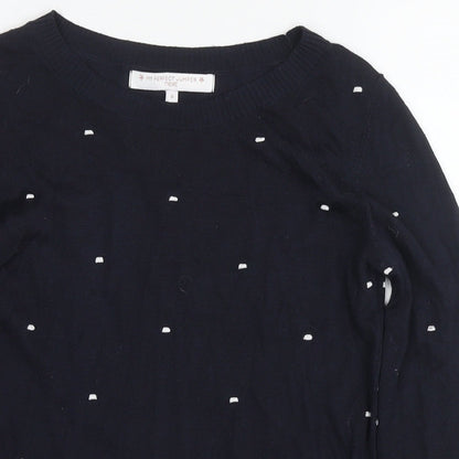 Next Womens Black Round Neck Polka Dot Polyester Pullover Jumper Size 8