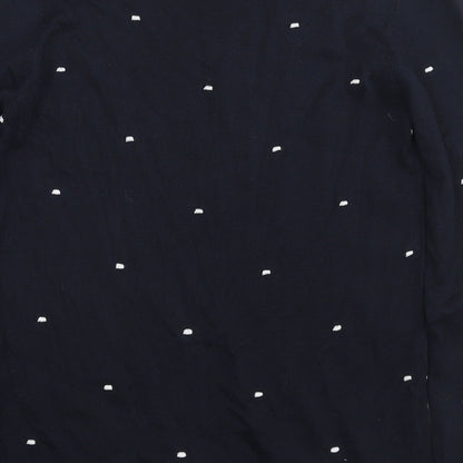 Next Womens Black Round Neck Polka Dot Polyester Pullover Jumper Size 8