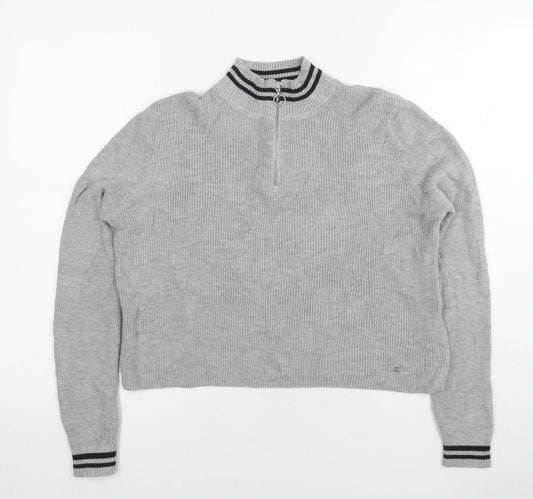 Pacific Republic Womens Grey Round Neck Polyester Pullover Jumper Size M