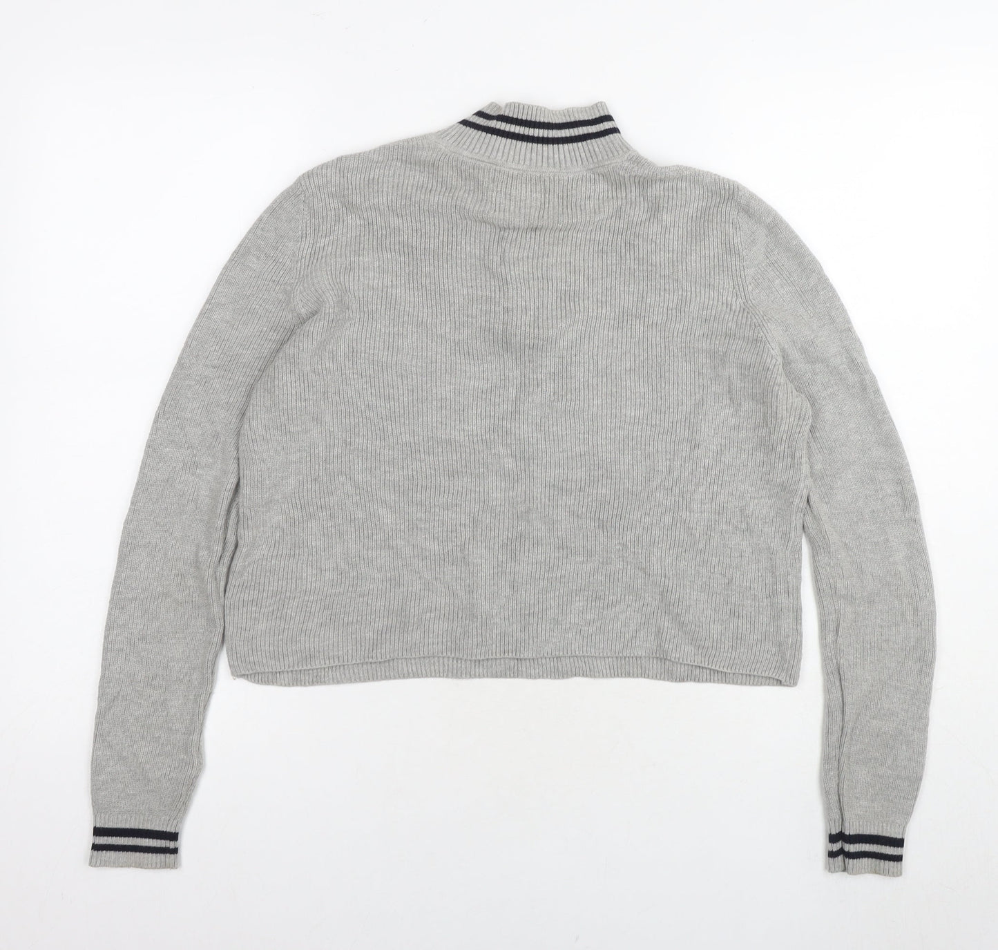 Pacific Republic Womens Grey Round Neck Polyester Pullover Jumper Size M