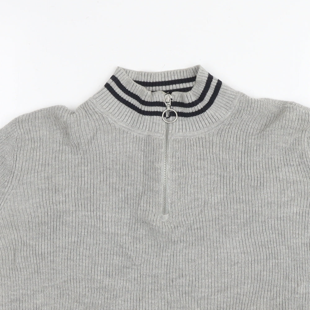 Pacific Republic Womens Grey Round Neck Polyester Pullover Jumper Size M