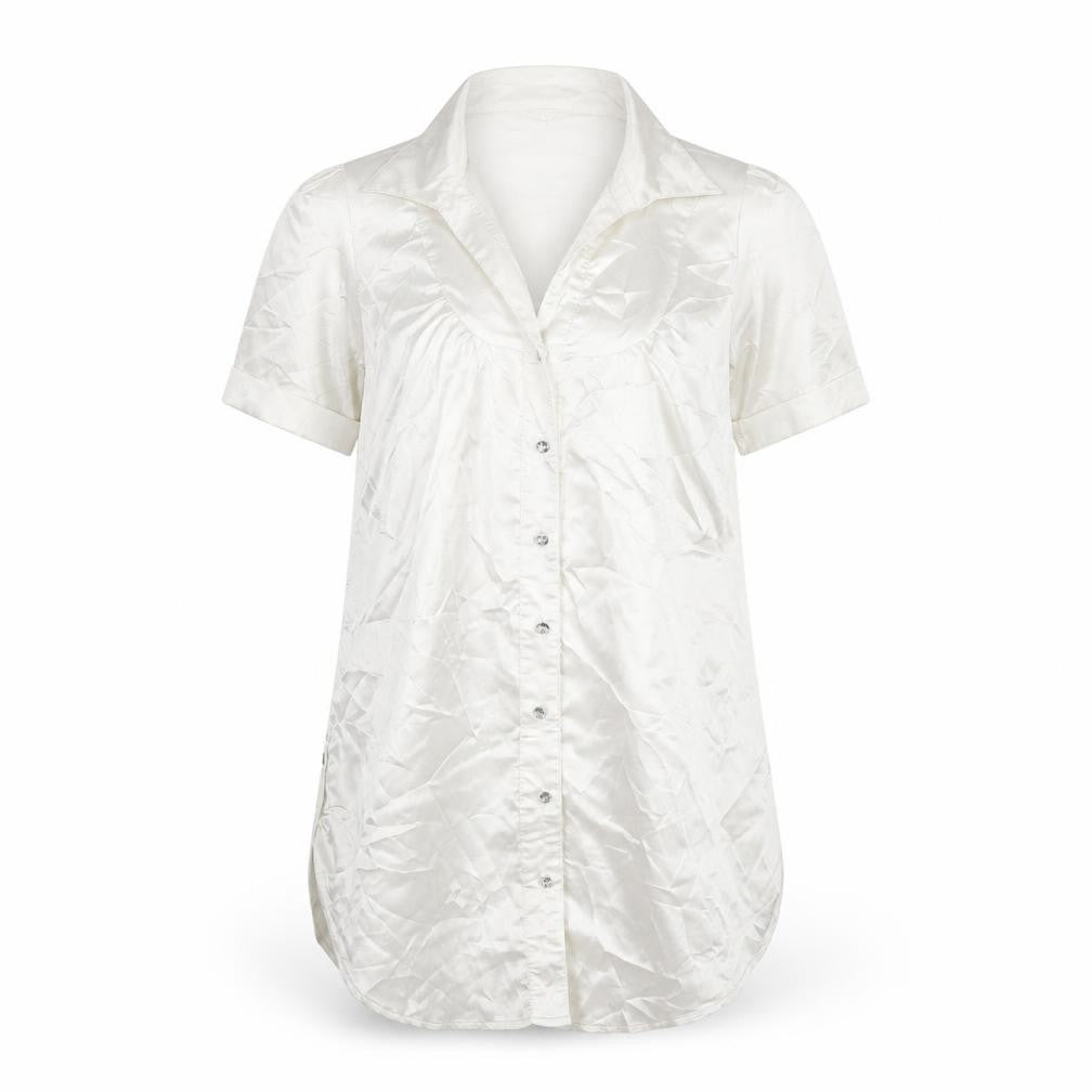 Kurt Muller Womens White Polyester Shirt Dress Size 12 Collared Button