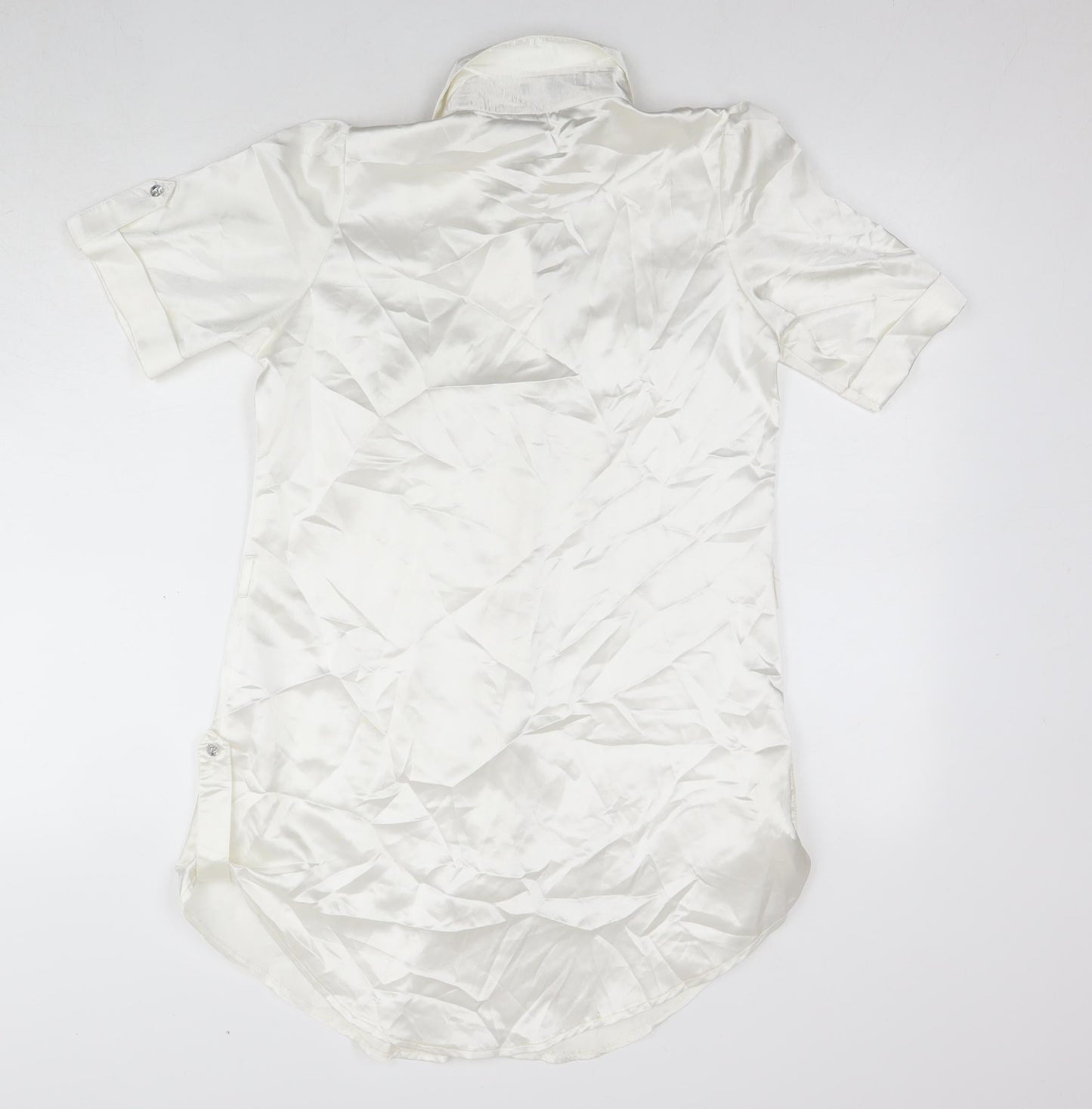 Kurt Muller Womens White Polyester Shirt Dress Size 12 Collared Button