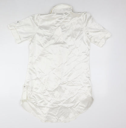 Kurt Muller Womens White Polyester Shirt Dress Size 12 Collared Button