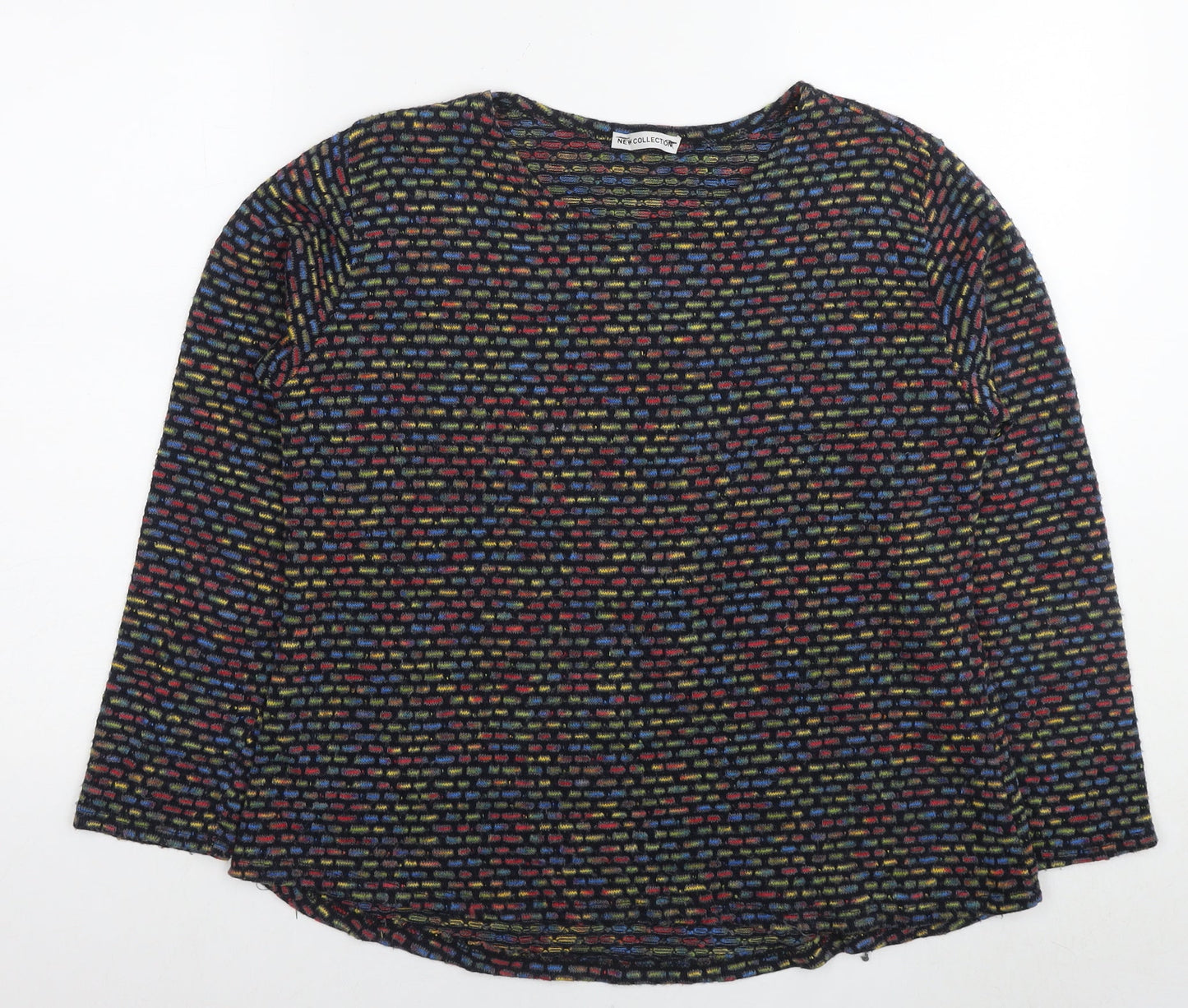 New Collection Womens Multicoloured Round Neck Geometric Acrylic Pullover Jumper Size S - Size S/M