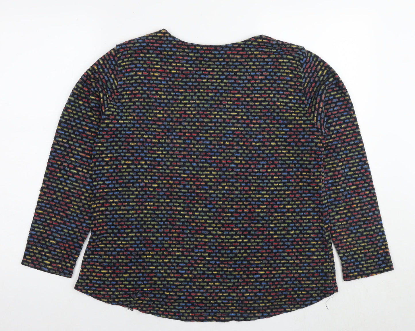 New Collection Womens Multicoloured Round Neck Geometric Acrylic Pullover Jumper Size S - Size S/M