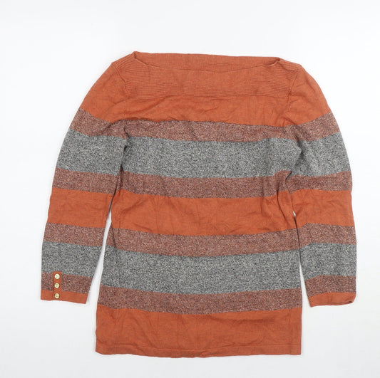 NEXT Womens Brown Boat Neck Cotton Pullover Jumper Size 8