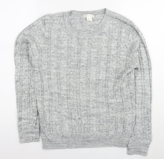 H&M Womens Grey Round Neck Acrylic Pullover Jumper Size M