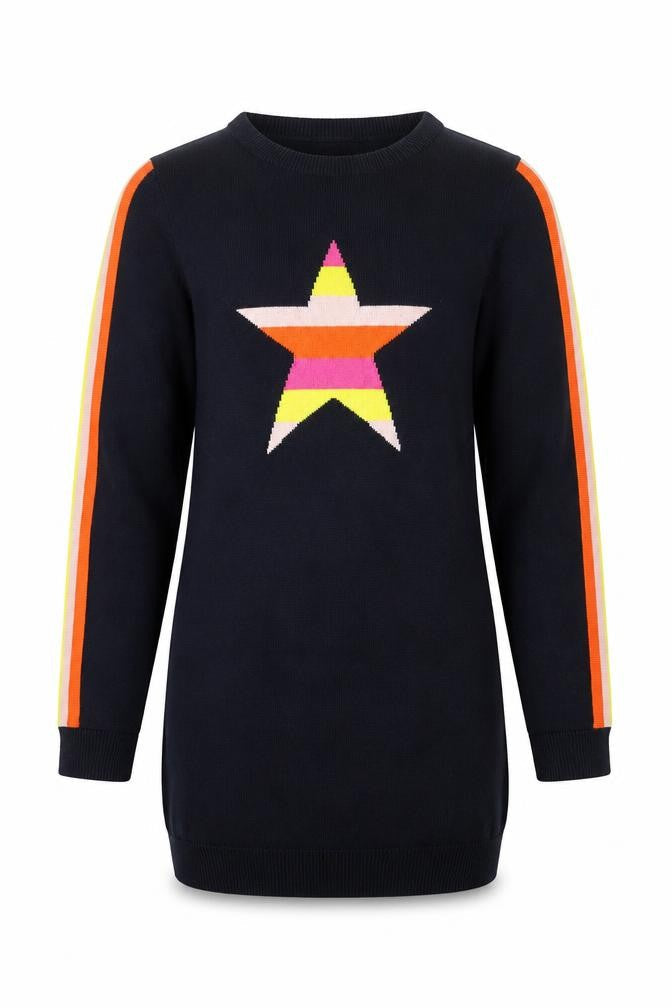 NEXT Girls Blue Round Neck Cotton Tunic Jumper Size 9 Years Pullover - Star