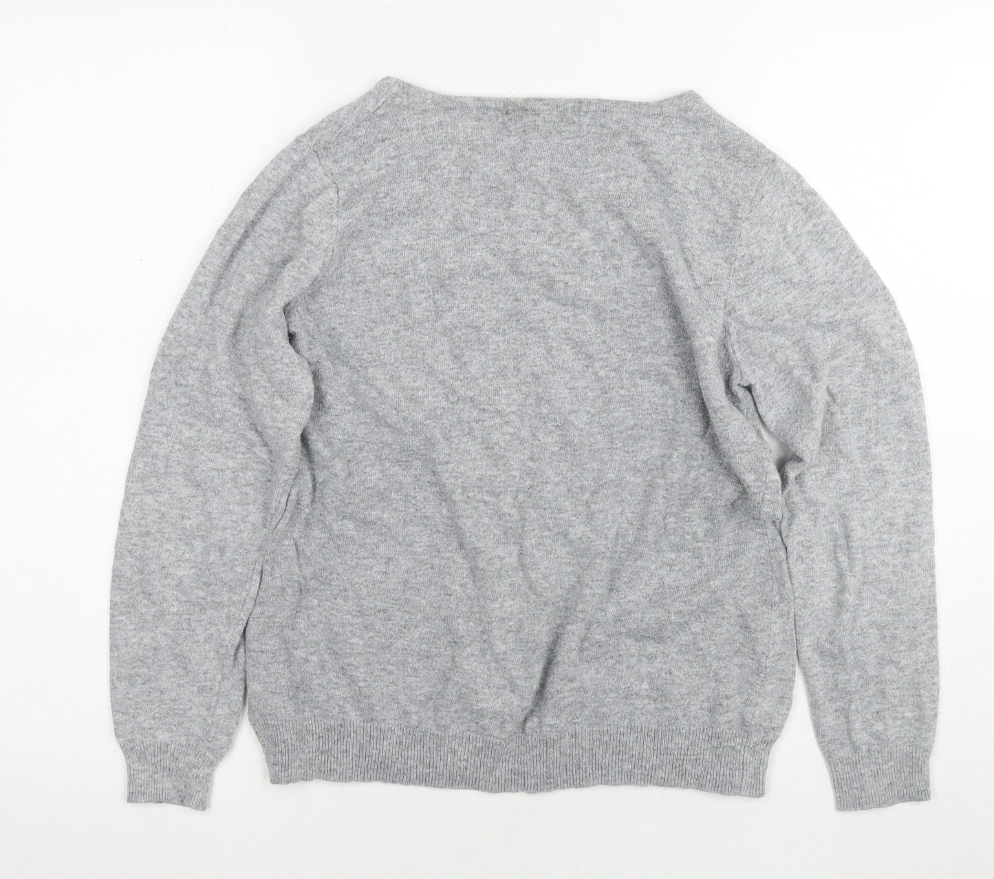 Bonmarché Womens Grey Round Neck Polyester Pullover Jumper Size L - Jeweled Detail