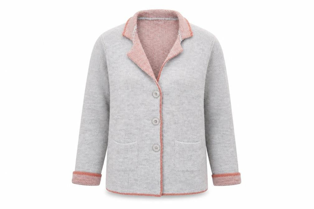 Yaida Womens Grey Round Neck Acrylic Cardigan Jumper Size L