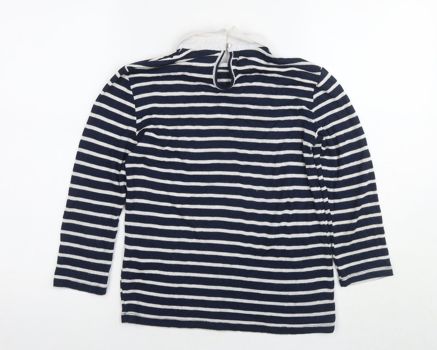 Jump Womens Blue Collared Striped Viscose Pullover Jumper Size XS
