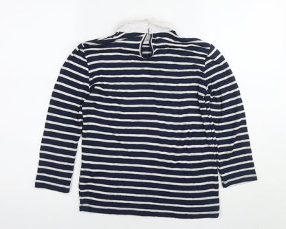 Jump Womens Blue Collared Striped Viscose Pullover Jumper Size XS