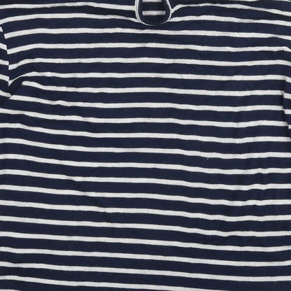Jump Womens Blue Collared Striped Viscose Pullover Jumper Size XS