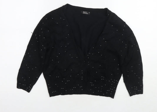 Sky Womens Black Round Neck Viscose Cardigan Jumper Size M