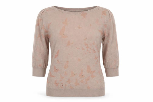 Next Womens Beige Round Neck Geometric Cotton Pullover Jumper Size 10 - Embellishment Detail