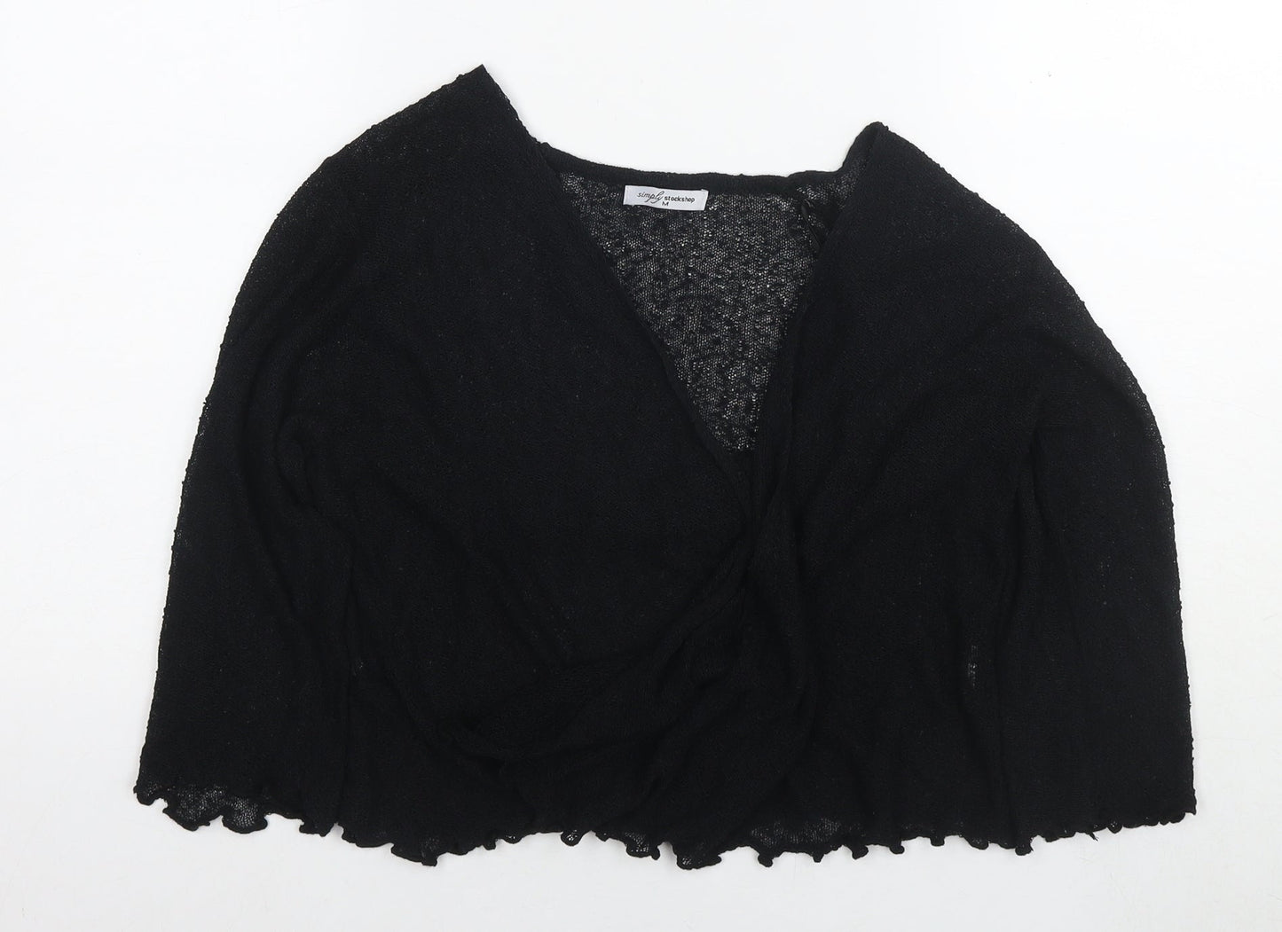 Stock Shop Womens Black V-Neck Polyester Cardigan Jumper Size M