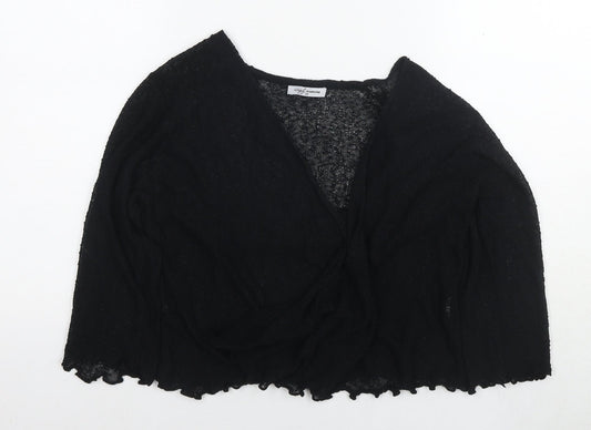 Stock Shop Womens Black V-Neck Polyester Cardigan Jumper Size M