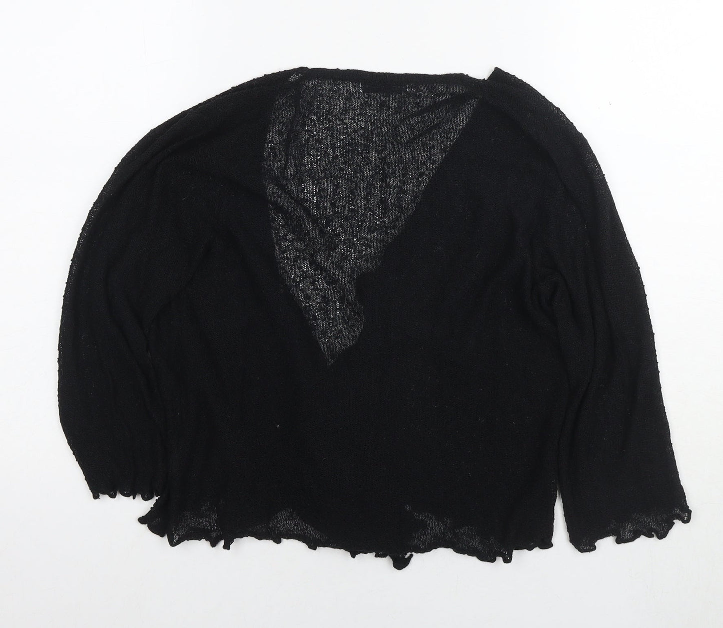 Stock Shop Womens Black V-Neck Polyester Cardigan Jumper Size M