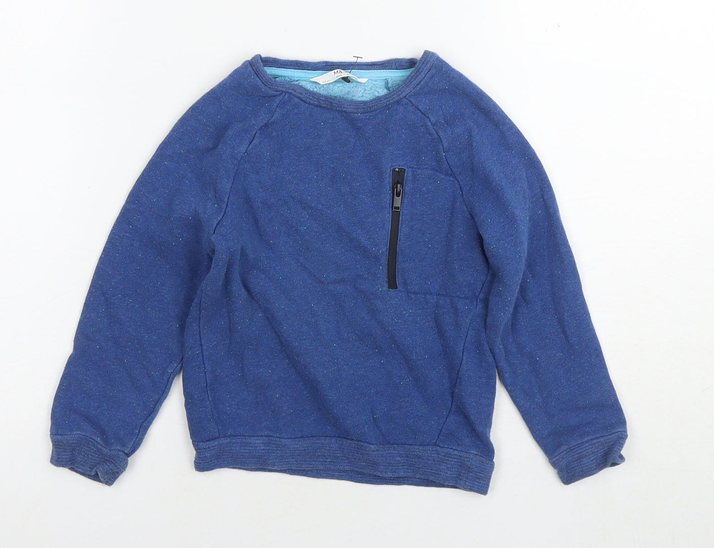 Marks and Spencer Boys Blue Cotton Pullover Sweatshirt Size 3-4 Years Pullover