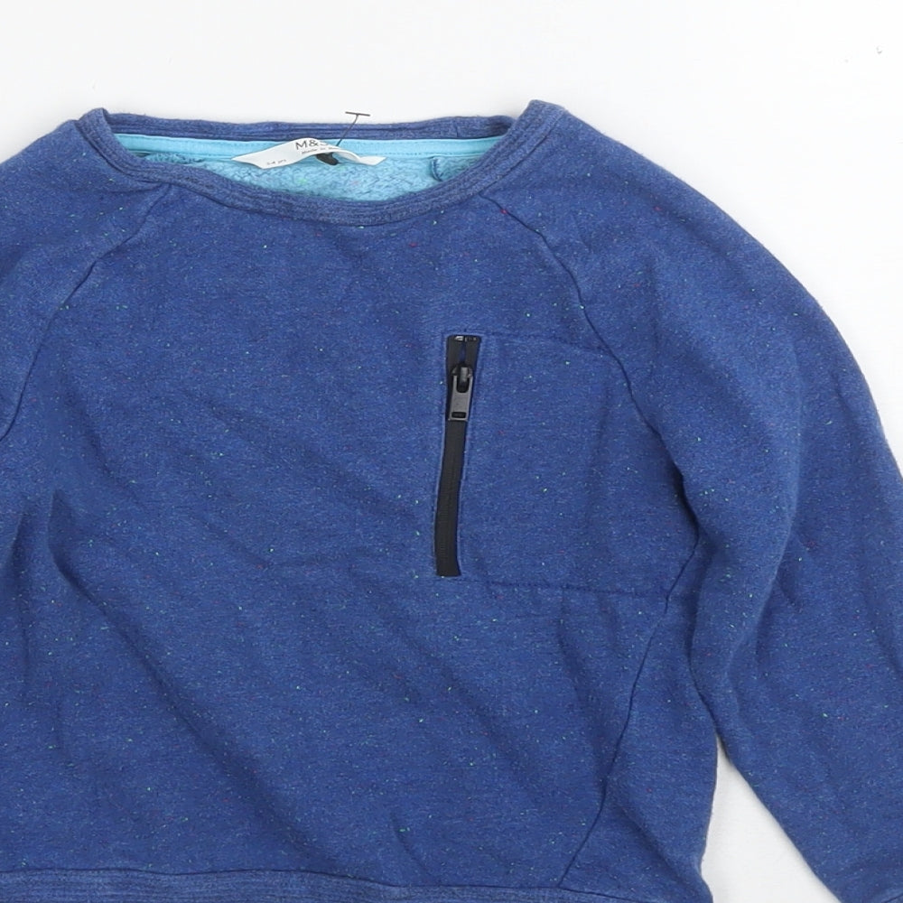 Marks and Spencer Boys Blue Cotton Pullover Sweatshirt Size 3-4 Years Pullover